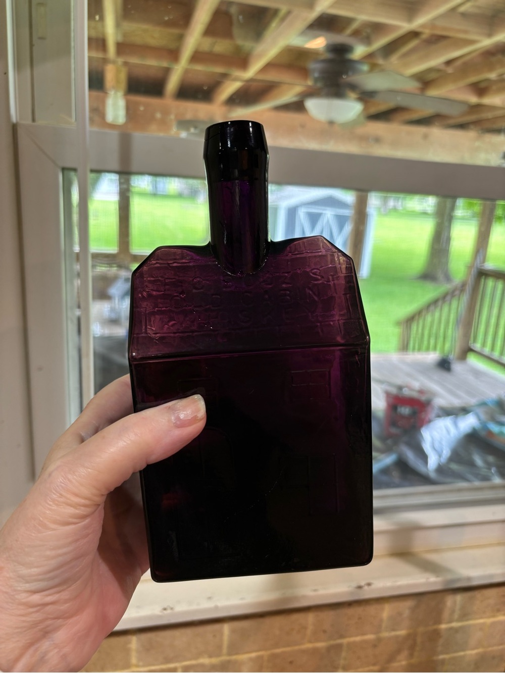 EC Booze Log Cabin Decorative Glass House Bottle - Deep Purple Accent - Picture 7 of 15
